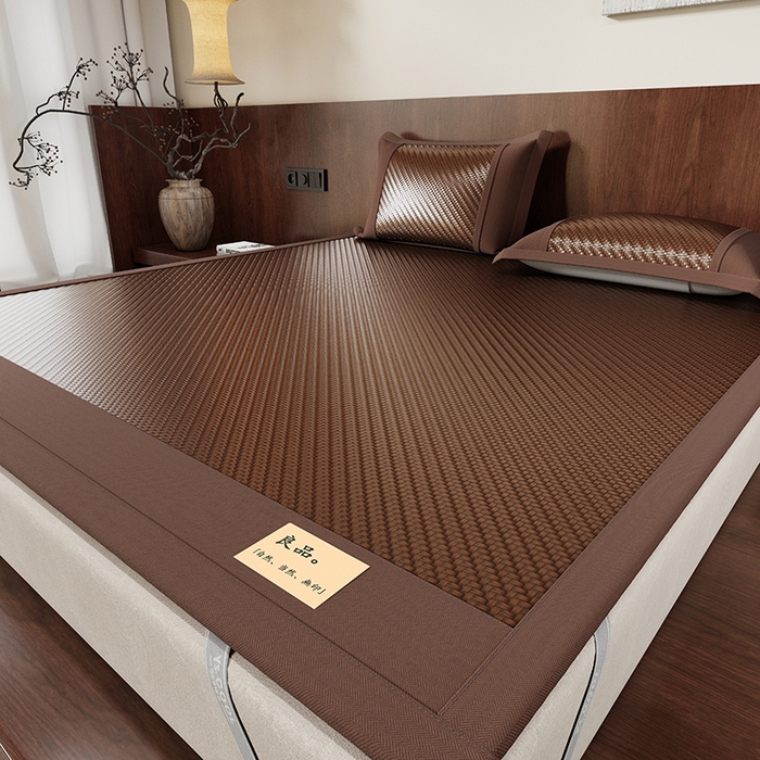 91家纺网 家纺一手货源 找家纺 人人爱家纺 2026新款夏季高端凉席竹席藤席 良品棕色