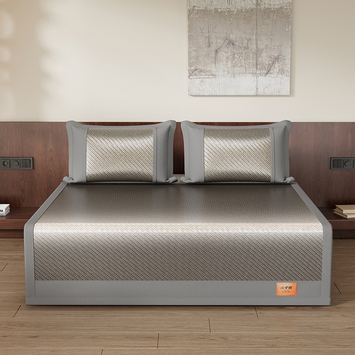 人人爱家纺 2026新款夏季高端凉席竹席藤席 雅鹿灰色