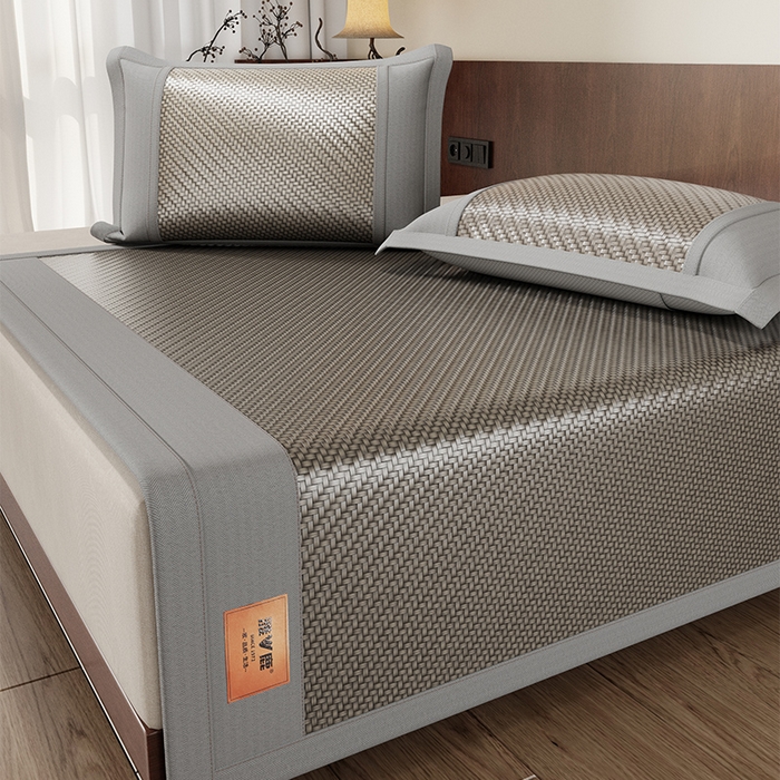 91家纺网 家纺一手货源 找家纺 人人爱家纺 2026新款夏季高端凉席竹席藤席 雅鹿灰色