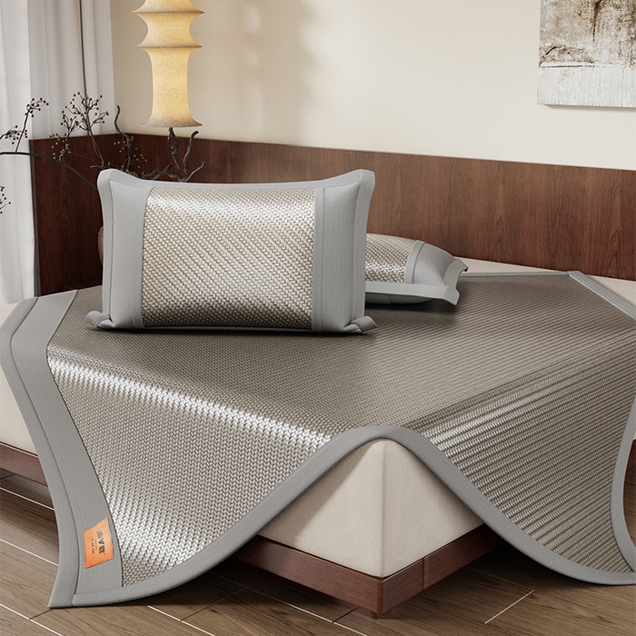 91家纺网 家纺一手货源 找家纺 人人爱家纺 2026新款夏季高端凉席竹席藤席 雅鹿灰色