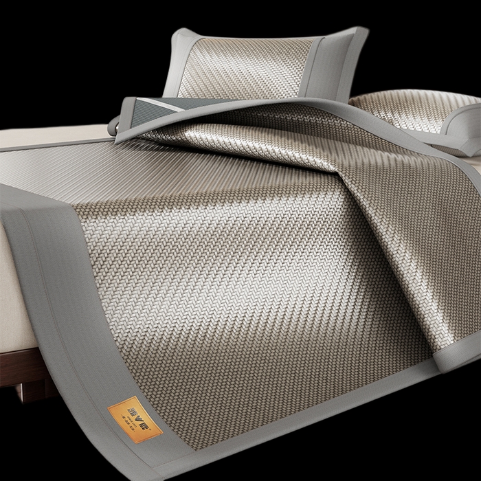 91家纺网 家纺一手货源 找家纺 人人爱家纺 2026新款夏季高端凉席竹席藤席 雅鹿灰色