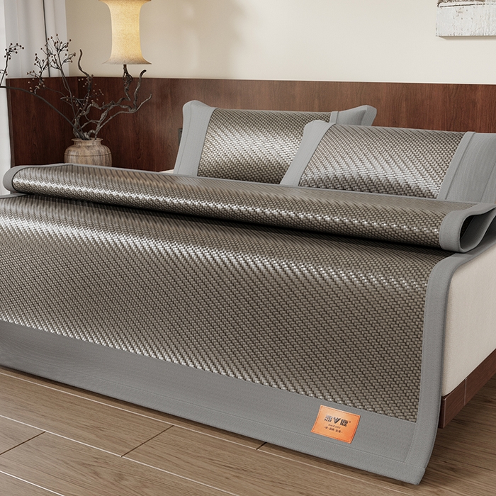 91家纺网 家纺一手货源 找家纺 人人爱家纺 2026新款夏季高端凉席竹席藤席 雅鹿灰色