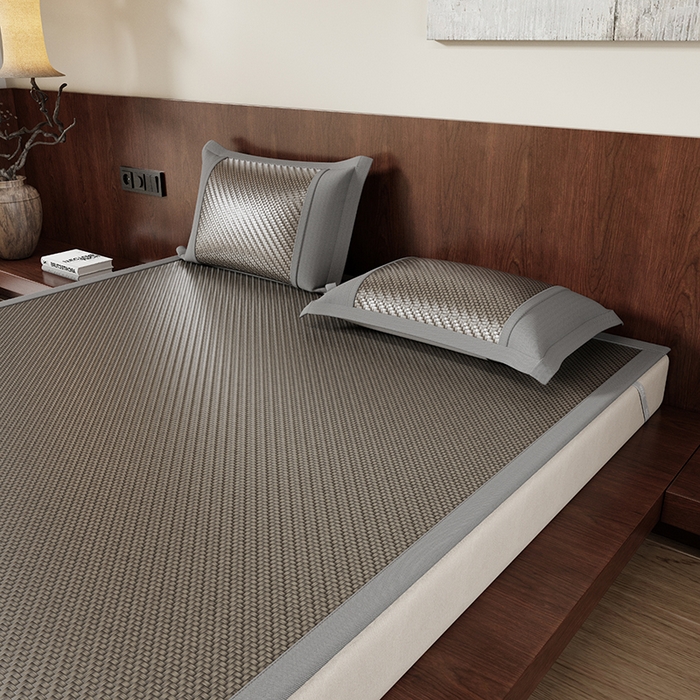 91家纺网 家纺一手货源 找家纺 人人爱家纺 2026新款夏季高端凉席竹席藤席 雅鹿灰色