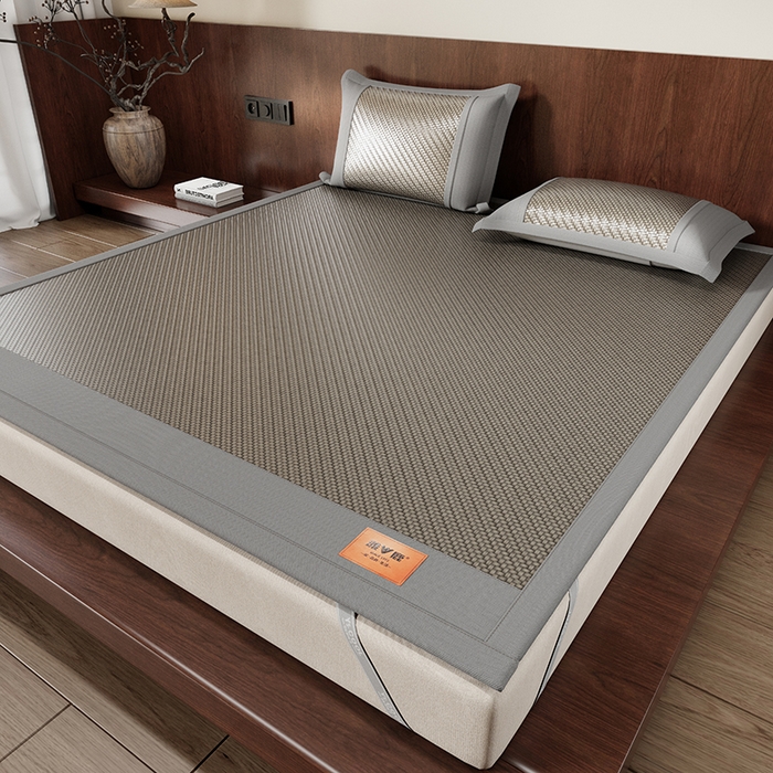 91家纺网 家纺一手货源 找家纺 人人爱家纺 2026新款夏季高端凉席竹席藤席 雅鹿灰色