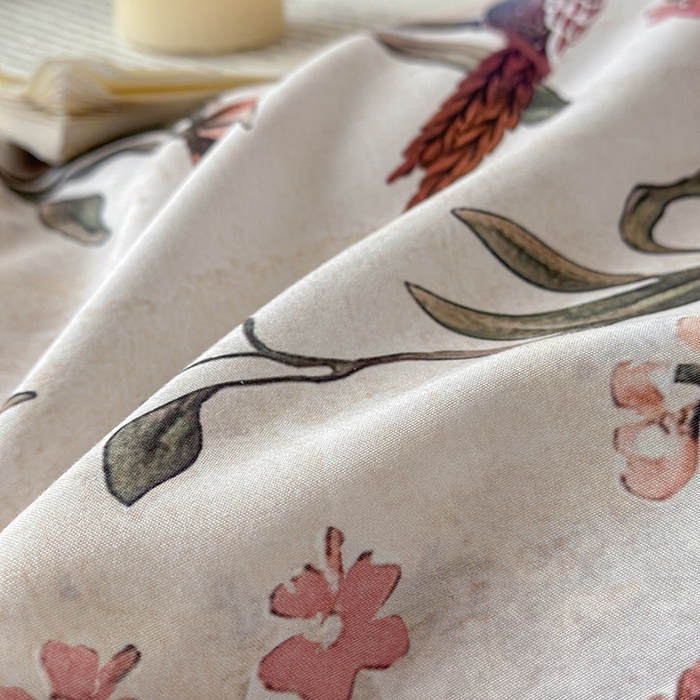 91家纺网 家纺一手货源 找家纺 （总）苏源家居 2026新款复古法式田园风仿棉麻拼接印花蝴蝶结四件套-莫奈花园