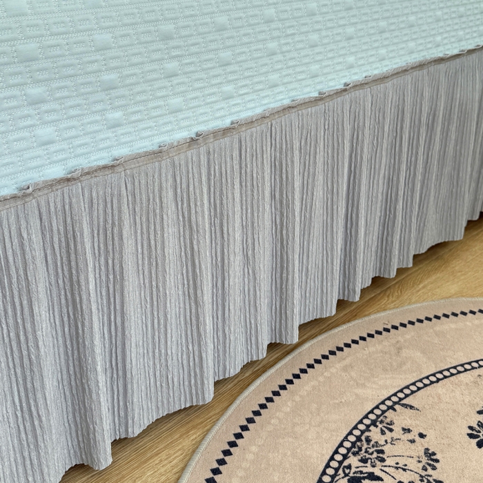 91家纺网 家纺一手货源 找家纺 恋佳居 2026新款A类PE中分子凉感丝床裙凉席 冰沙银丝蓝色