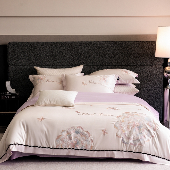 91家纺网 家纺一手货源 找家纺 （总）卡姿家纺 2026春夏全棉60支长绒棉轻奢温柔刺绣四件套—宝丽安娜