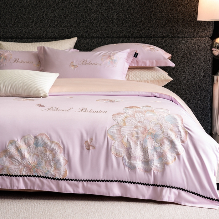 卡姿家纺 2026春夏全棉60支长绒棉轻奢温柔刺绣四件套—宝丽安娜 宝丽安娜-紫