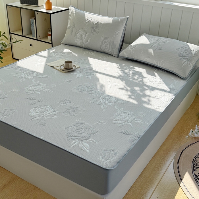 91家纺网 家纺一手货源 找家纺 恋佳居 2026新款A类PE中分子凉感丝床笠凉席 冰柔灰蔷薇