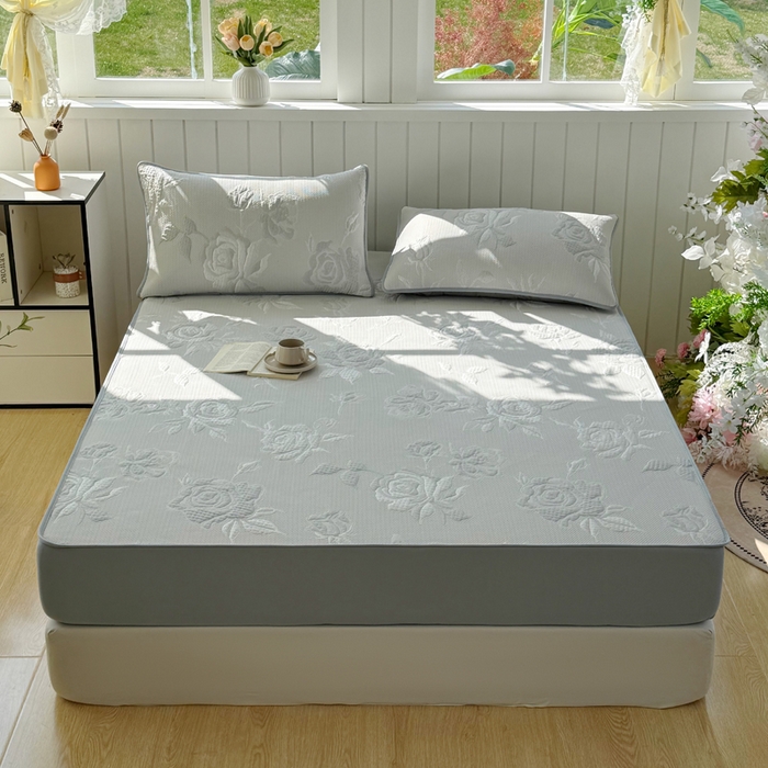 91家纺网 家纺一手货源 找家纺 恋佳居 2026新款A类PE中分子凉感丝床笠凉席 冰柔灰蔷薇