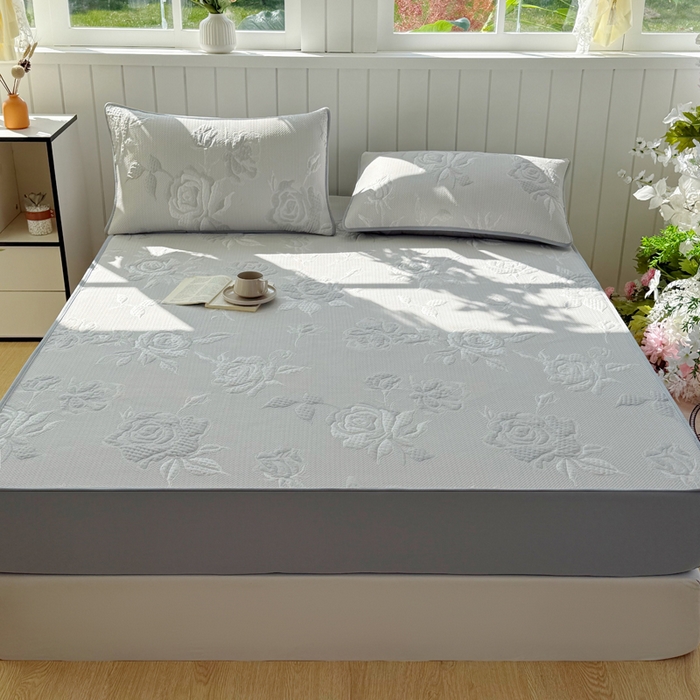 91家纺网 家纺一手货源 找家纺 恋佳居 2026新款A类PE中分子凉感丝床笠凉席 冰柔灰蔷薇