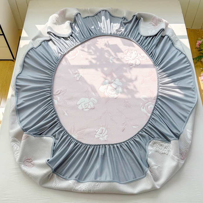 91家纺网 家纺一手货源 找家纺 恋佳居 2026新款A类PE中分子凉感丝床笠凉席 冰柔粉蔷薇