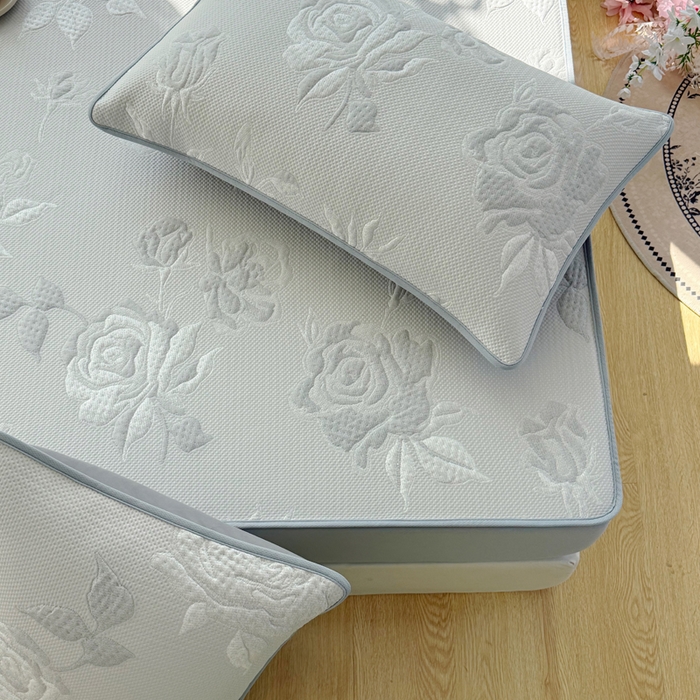 91家纺网 家纺一手货源 找家纺 恋佳居 2026新款A类PE中分子凉感丝床笠凉席 冰柔灰蔷薇