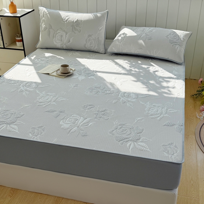 91家纺网 家纺一手货源 找家纺 恋佳居 2026新款A类PE中分子凉感丝床笠凉席 冰柔灰蔷薇