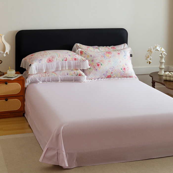 91家纺网 家纺一手货源 找家纺 卡姿家纺 2026春夏全棉法式复古油画风花边款四件套 波斯公主