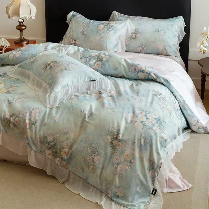 卡姿家纺 2026春夏全棉法式复古油画风花边款四件套 风香花倦