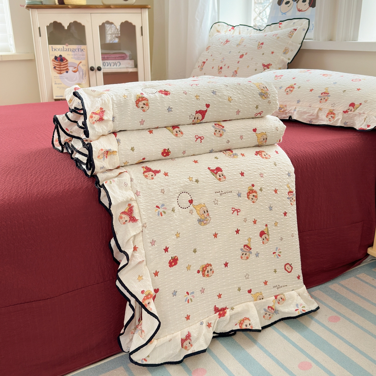 德比尔斯  2026新款泡芙棉夏被四件套花边款 童话小矮人