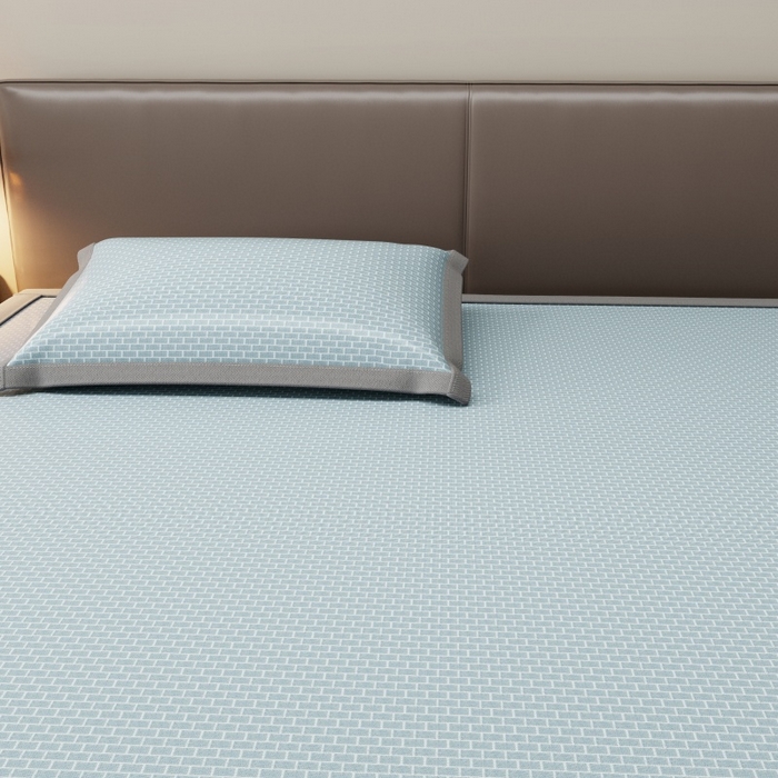 91家纺网 家纺一手货源 找家纺 人人爱家纺 2026新款提花冰丝凉席-棒球熊 棒球熊立体格蓝色