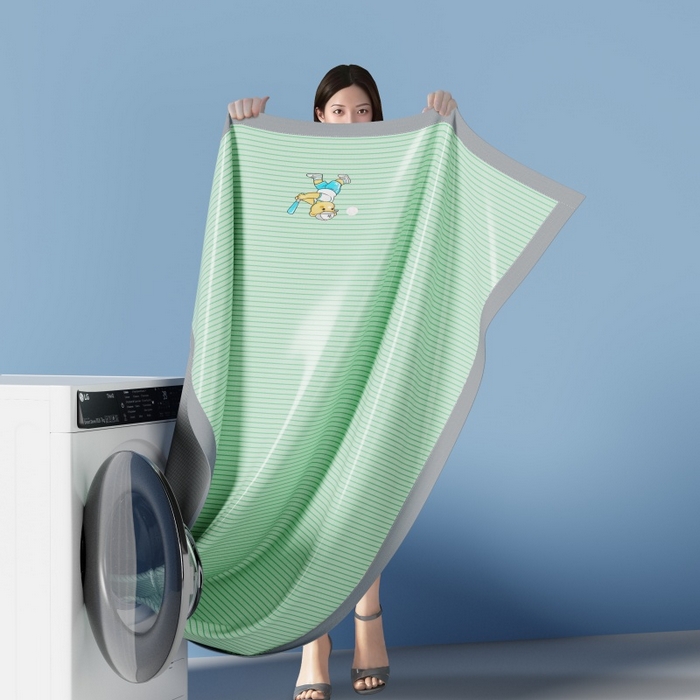 91家纺网 家纺一手货源 找家纺 人人爱家纺 2026新款提花冰丝凉席-棒球熊 棒球熊抹茶绿条纹