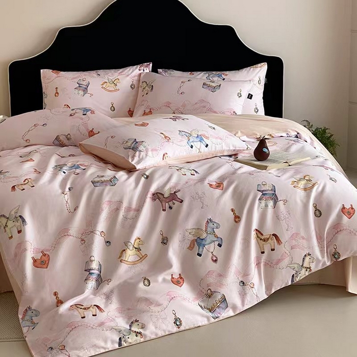 91家纺网 家纺一手货源 找家纺 （总）卡姿家纺 2026春夏全棉60支长绒棉数码印花四件套—有钱花