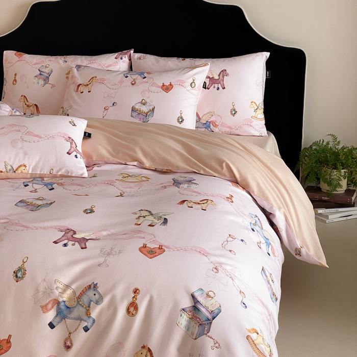 91家纺网 家纺一手货源 找家纺 （总）卡姿家纺 2026春夏全棉60支长绒棉数码印花四件套—有钱花