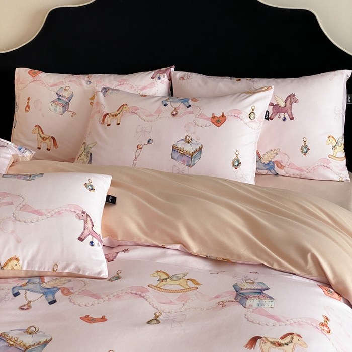 91家纺网 家纺一手货源 找家纺 （总）卡姿家纺 2026春夏全棉60支长绒棉数码印花四件套—有钱花