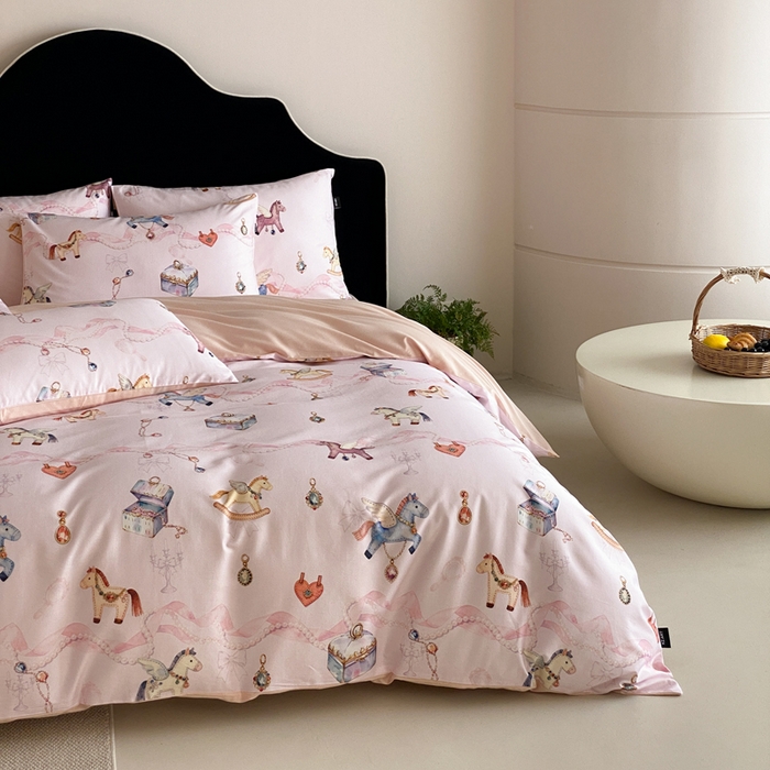 91家纺网 家纺一手货源 找家纺 （总）卡姿家纺 2026春夏全棉60支长绒棉数码印花四件套—有钱花