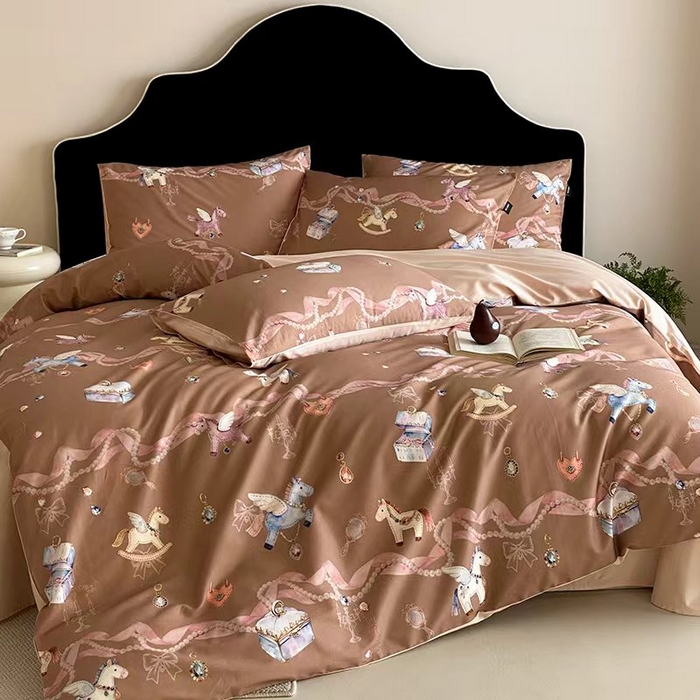 91家纺网 家纺一手货源 找家纺 （总）卡姿家纺 2026春夏全棉60支长绒棉数码印花四件套—有钱花