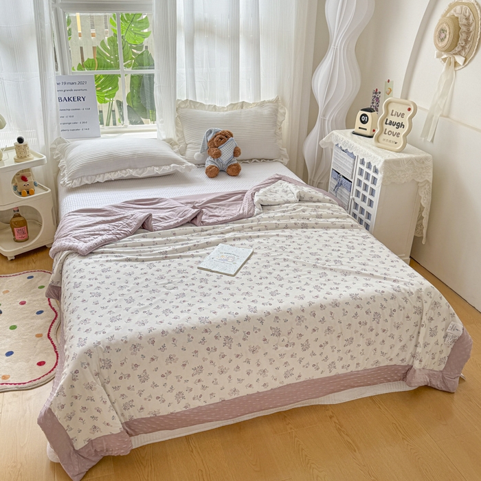 91家纺网 家纺一手货源 找家纺 花满路 2026新款氨凉感丝夏被 花间集