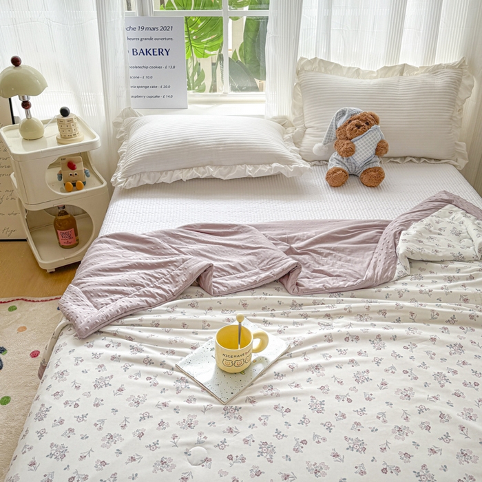 91家纺网 家纺一手货源 找家纺 花满路 2026新款氨凉感丝夏被 花间集