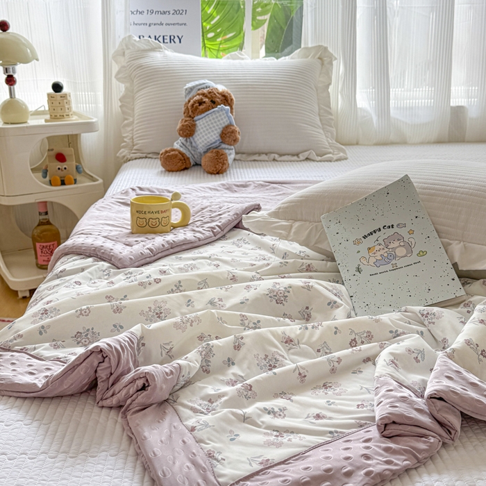 91家纺网 家纺一手货源 找家纺 花满路 2026新款氨凉感丝夏被 花间集