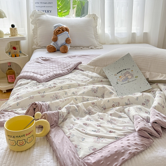 91家纺网 家纺一手货源 找家纺 花满路 2026新款氨凉感丝夏被 花间集