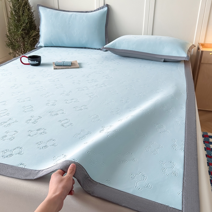 91家纺网 家纺一手货源 找家纺 人人爱家纺 2026新款凉感高密云顶冰丝软席-泰迪熊 泰迪熊-天蓝