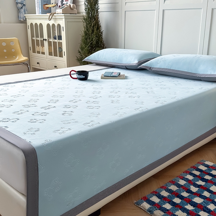 91家纺网 家纺一手货源 找家纺 人人爱家纺 2026新款凉感高密云顶冰丝软席-泰迪熊 泰迪熊-天蓝