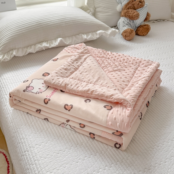 91家纺网 家纺一手货源 找家纺 花满路 2026新款氨凉感丝夏被 可可猫