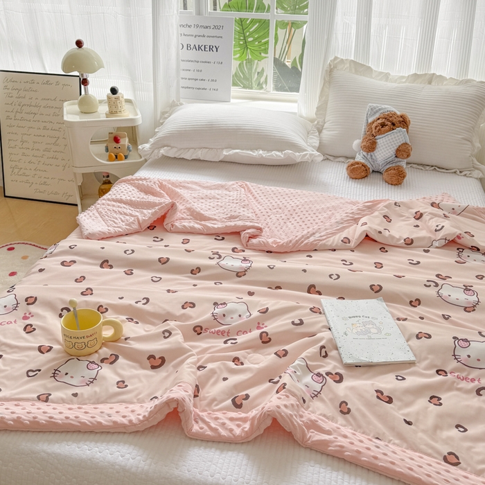 91家纺网 家纺一手货源 找家纺 花满路 2026新款氨凉感丝夏被 可可猫