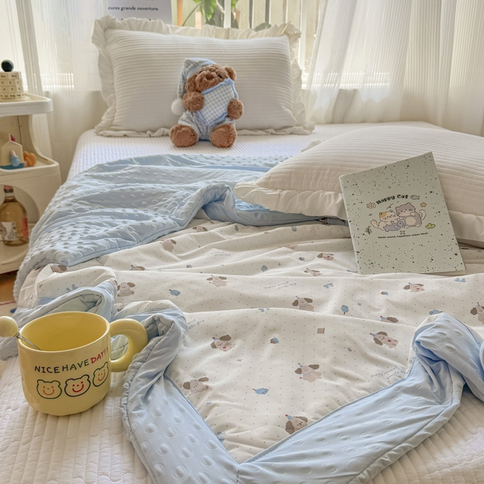 91家纺网 家纺一手货源 找家纺 花满路 2026新款氨凉感丝夏被 萌萌狗