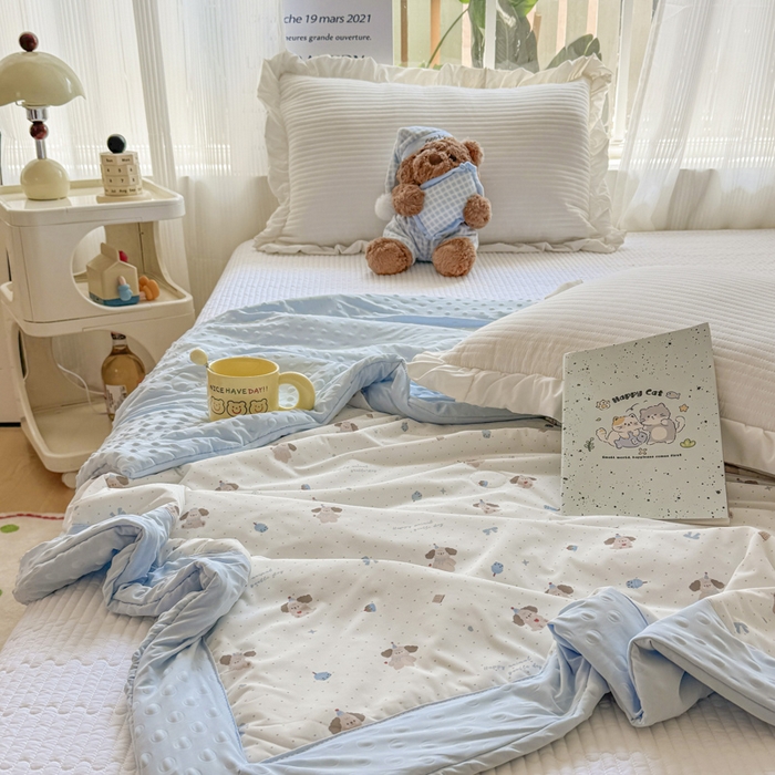 91家纺网 家纺一手货源 找家纺 花满路 2026新款氨凉感丝夏被 萌萌狗