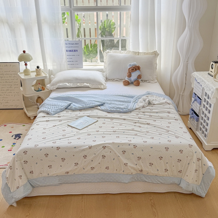 91家纺网 家纺一手货源 找家纺 花满路 2026新款氨凉感丝夏被 萌萌狗,萌萌狗