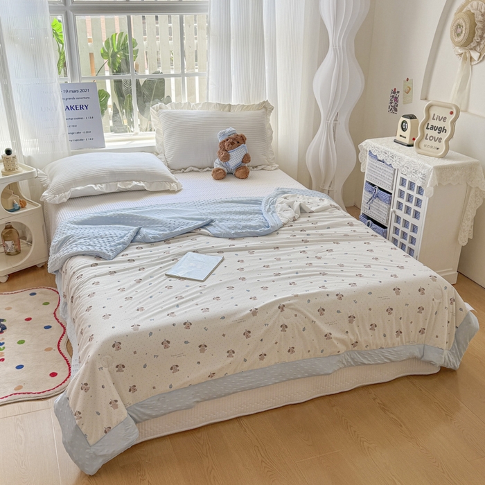 91家纺网 家纺一手货源 找家纺 花满路 2026新款氨凉感丝夏被 萌萌狗