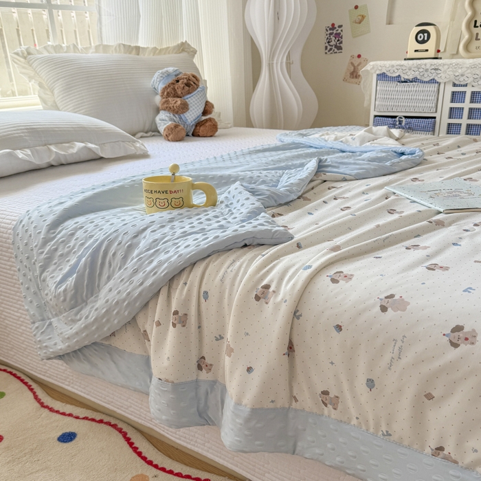 91家纺网 家纺一手货源 找家纺 花满路 2026新款氨凉感丝夏被 萌萌狗