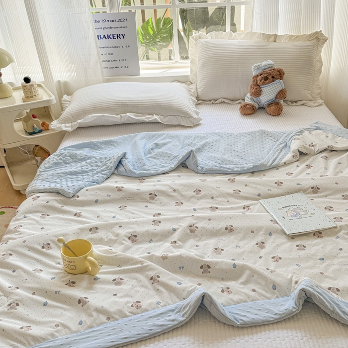 91家纺网 家纺一手货源 找家纺 花满路 2026新款氨凉感丝夏被 萌萌狗