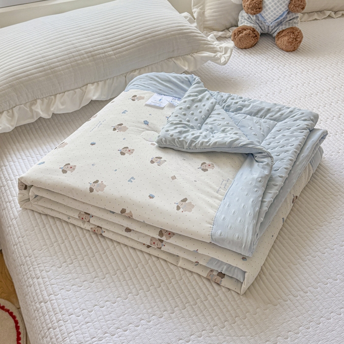 91家纺网 家纺一手货源 找家纺 花满路 2026新款氨凉感丝夏被 萌萌狗