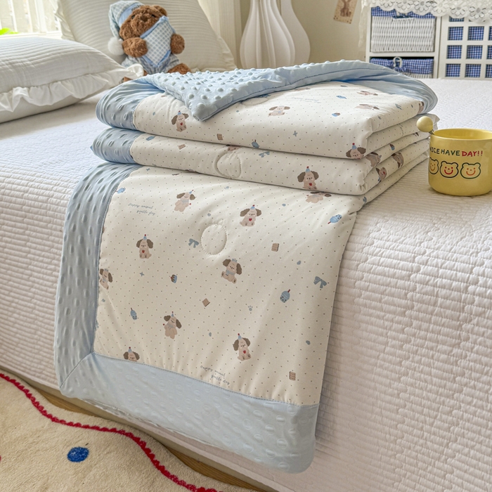 91家纺网 家纺一手货源 找家纺 花满路 2026新款氨凉感丝夏被 萌萌狗