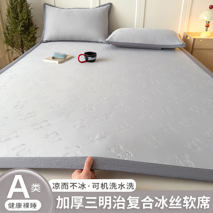 人人爱家纺 2026新款凉感高密云顶冰丝软席-泰迪熊 泰迪熊-灰