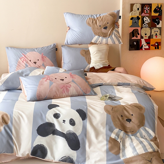 91家纺网 家纺一手货源 找家纺 （总）卡姿家纺 2026春夏全棉60支长绒棉卡通大版印花四件套