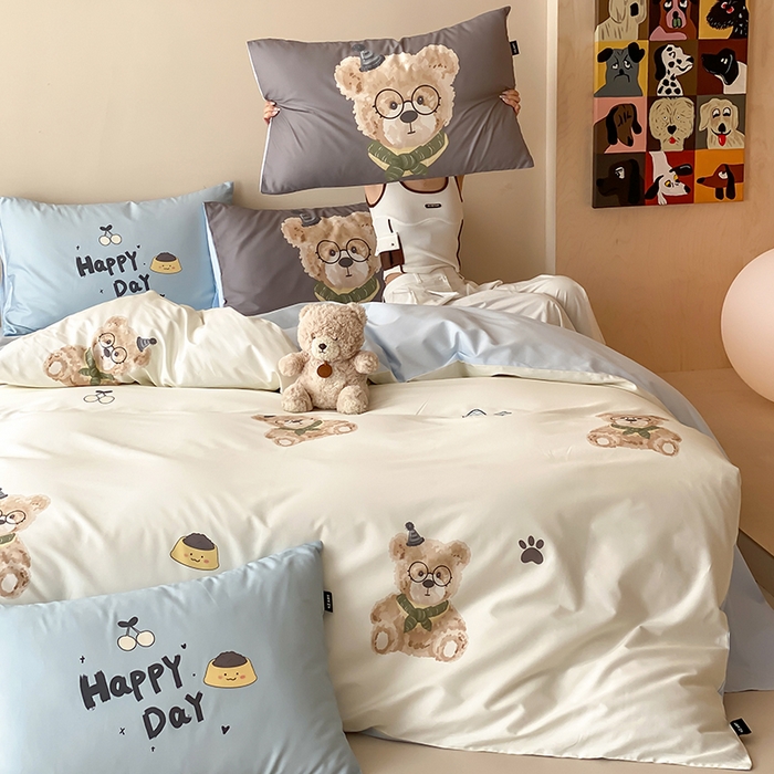 91家纺网 家纺一手货源 找家纺 （总）卡姿家纺 2026春夏全棉60支长绒棉卡通大版印花四件套