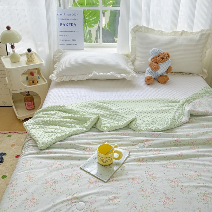 91家纺网 家纺一手货源 找家纺 花满路 2026新款氨凉感丝夏被 浅夏