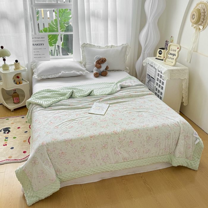 91家纺网 家纺一手货源 找家纺 花满路 2026新款氨凉感丝夏被 浅夏