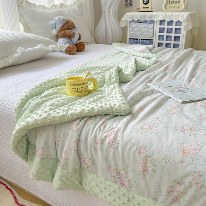 91家纺网 家纺一手货源 找家纺 花满路 2026新款氨凉感丝夏被 浅夏